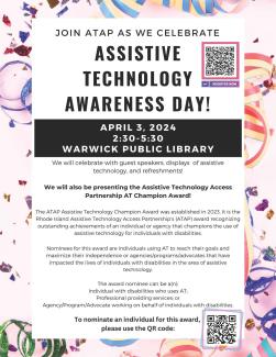 Flyer for Assistive Technology Awareness Day April 3, 2024